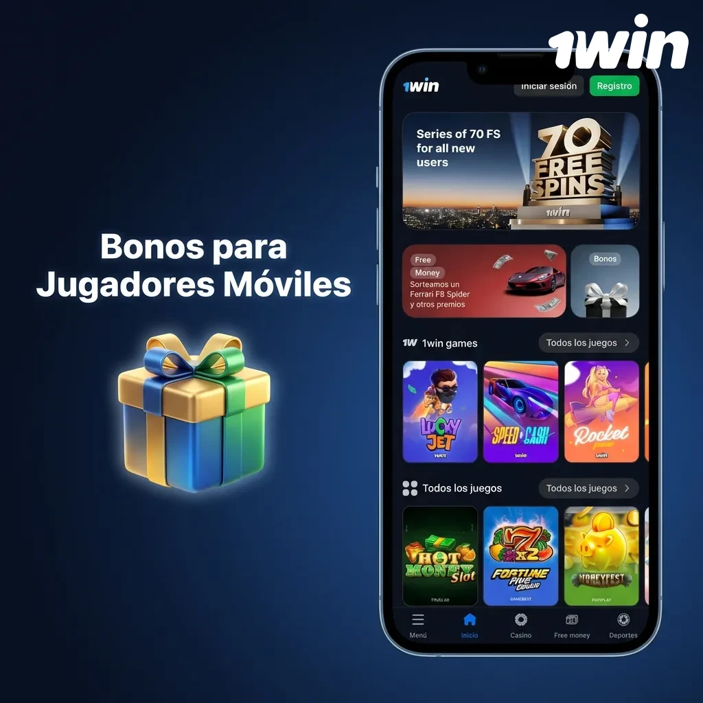 Mobile app welcome bonus offer showing tiered deposits up to 1,920,000 CLP with free spins and percentage matches