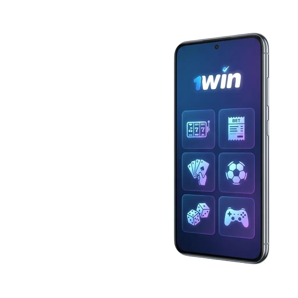 1win Android app showing sports betting and casino games interface on mobile device