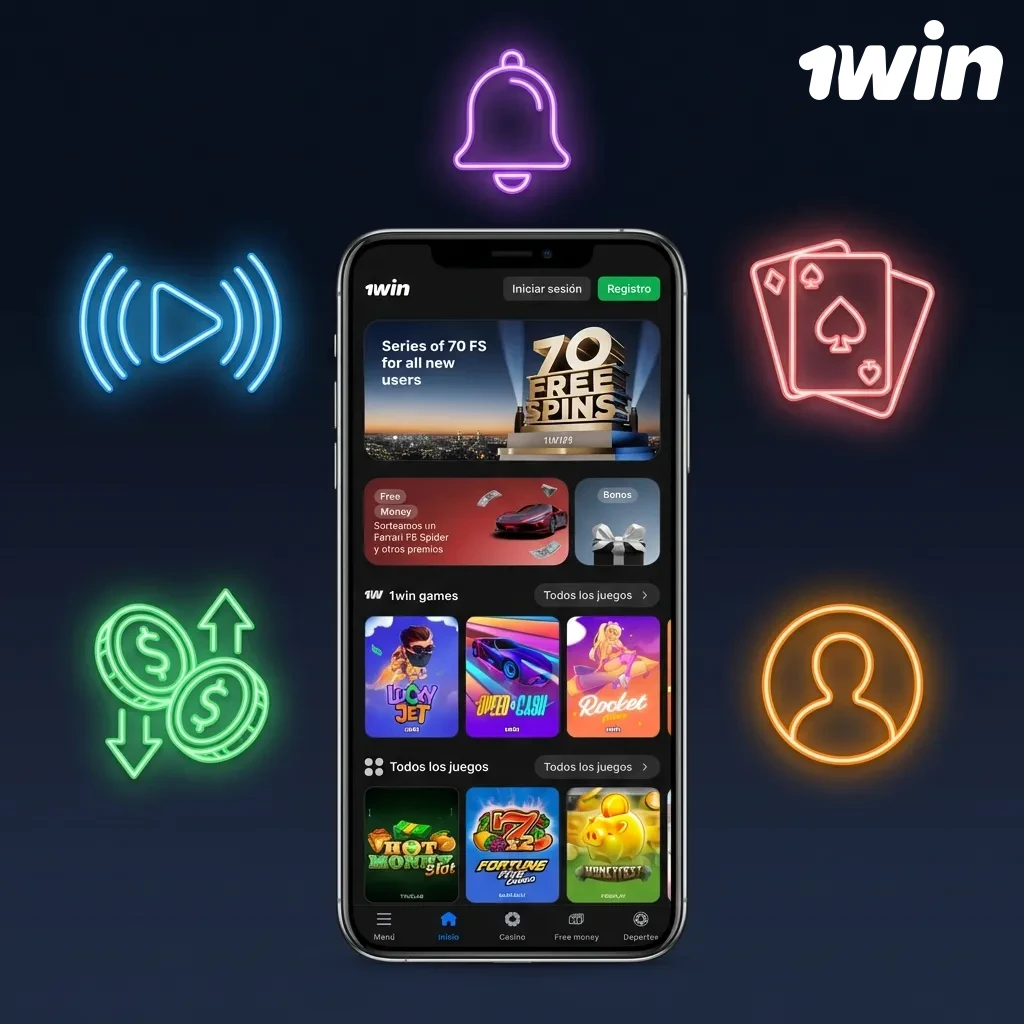 1win mobile app features including no downloads, Chilean peso support, local payment methods, and live betting options