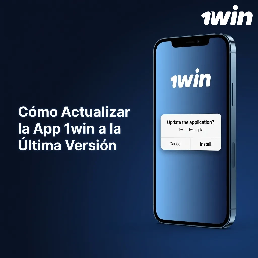 Smartphone displaying 1win app auto-updating with progress indicator on screen