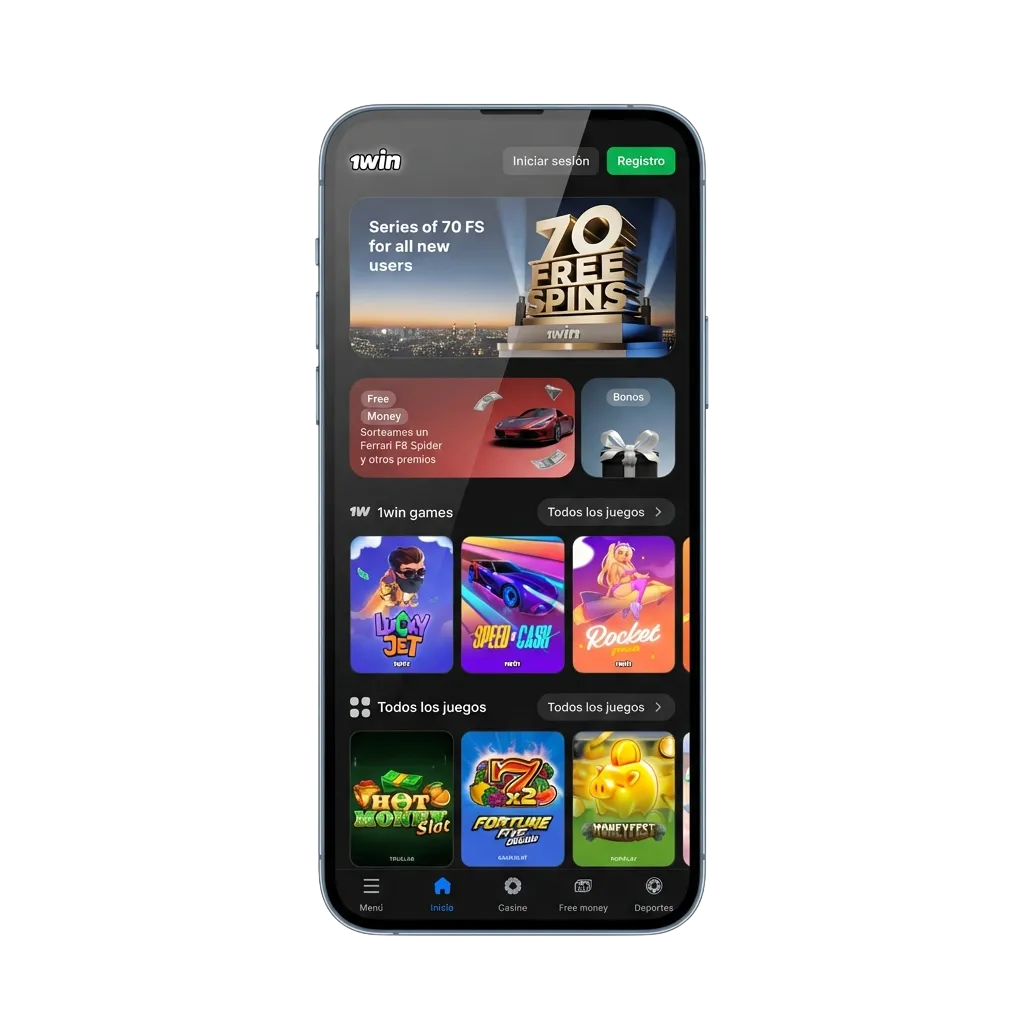 1win app download page showing Android APK and iOS options with sports betting and casino features for Chile