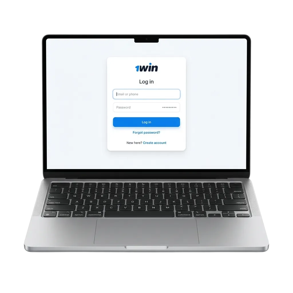 Pantalla de inicio de sesión de 1win Chile mostrando campos para correo electrónico y contraseña en interfaz segura