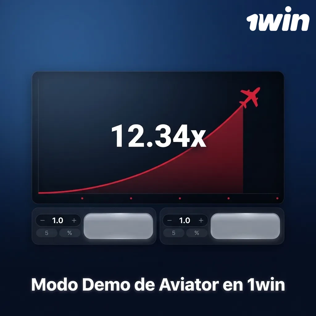 Jugador probando Aviator en modo demo sin riesgo en 1win con dinero virtual antes de jugar con fondos reales