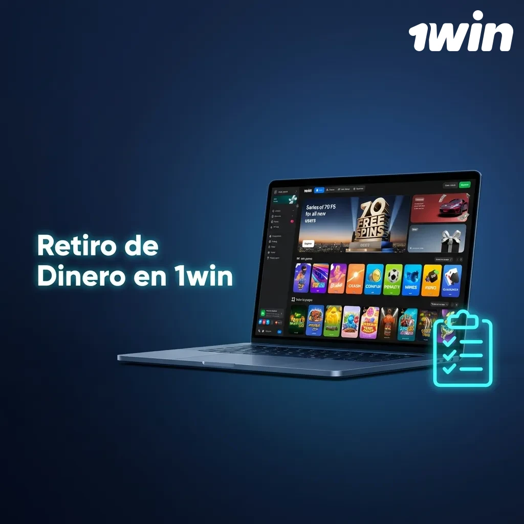 Usuario retirando ganancias en la plataforma 1win mediante proceso simple de solicitud de fondos